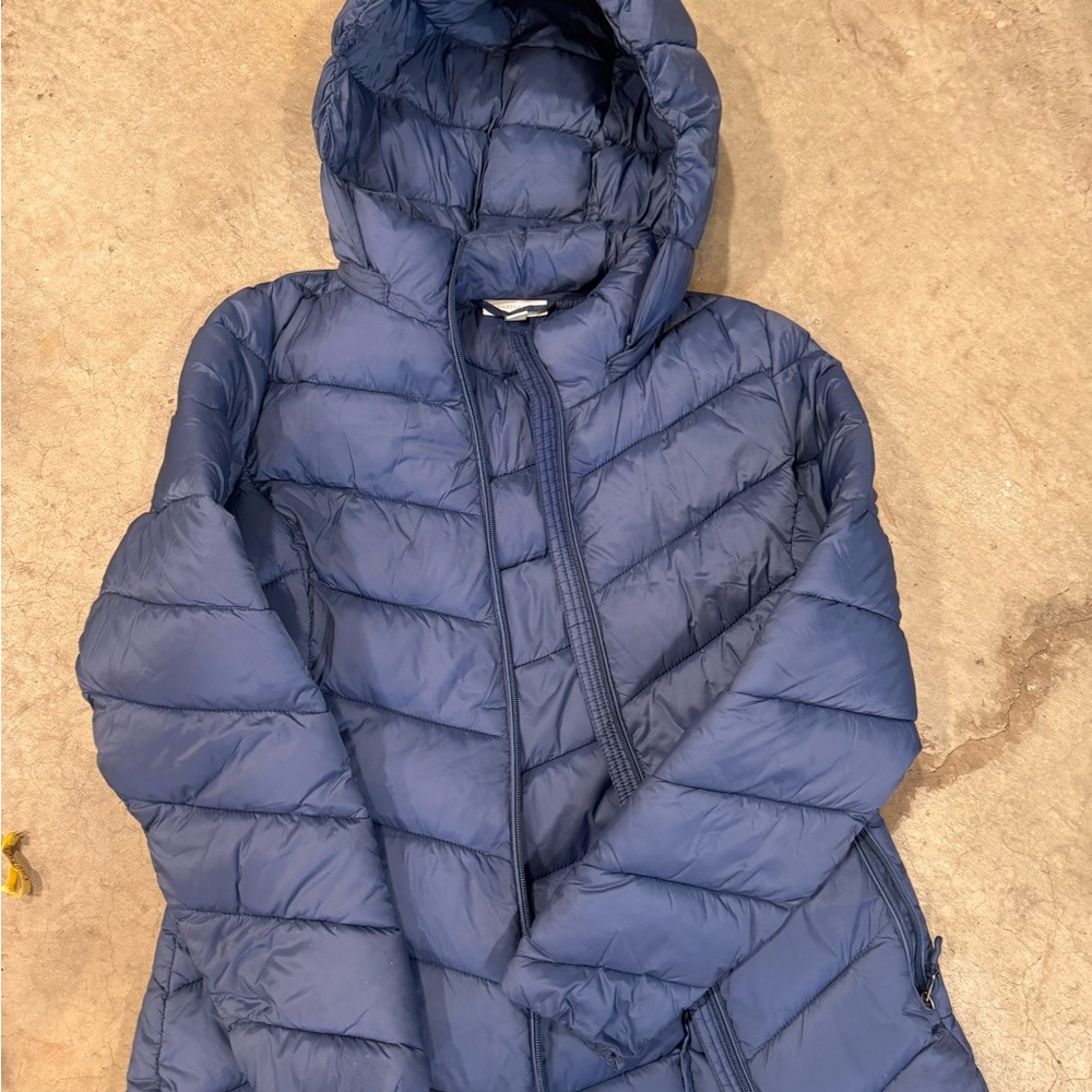 Charter Club Quilted Blue Puffer Jacket with Hood